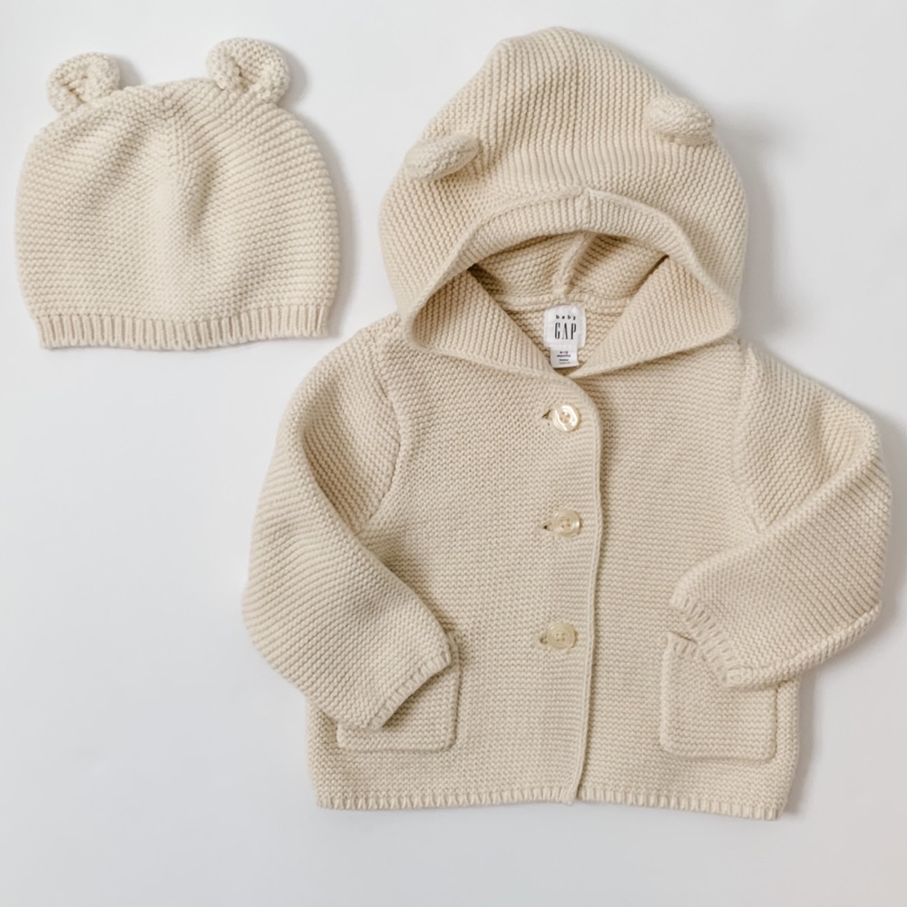 Baby Gap bear sweater coat & hat